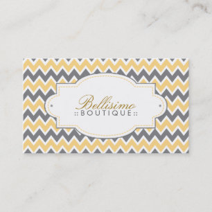 Chevron Pattern Business Card (lemon/grey)