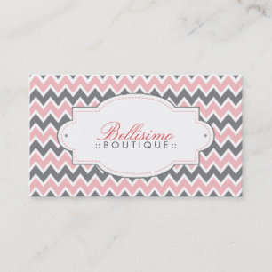 Chevron Pattern Business Card (pink/grey)