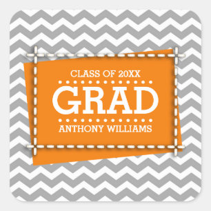 Chevron Pattern Custom Graduation  Square Sticker