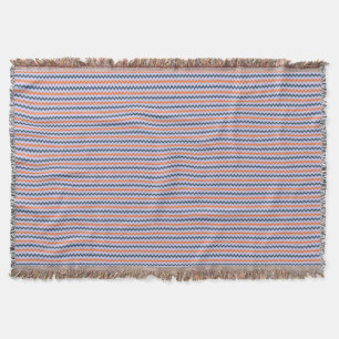 Chevron pattern dark blue orange and lilac throw blanket