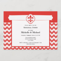Chevron Pattern Fleur de Lis Event Red and White
