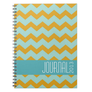 Chevron pattern gold blue modern personal journal