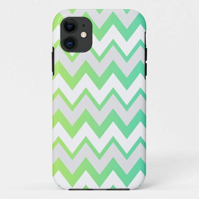 Chevron pattern green teal aqua ombre elegant Case-Mate iPhone case (Back)