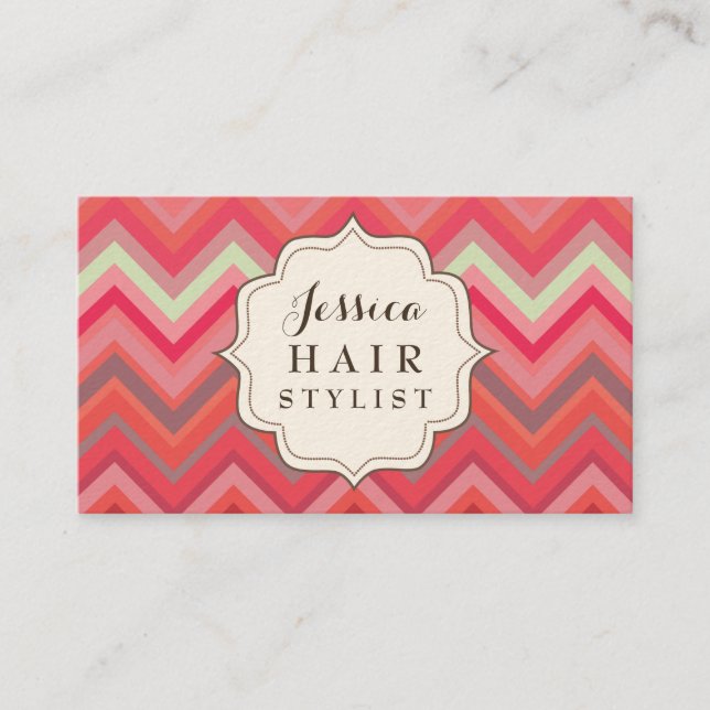Chevron Pattern Hair Stylist Appointment Cards (Front)