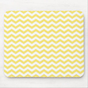 Chevron Pattern in Lemon Yellow and White Mouse Mat