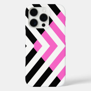 Chevron Pattern in Pink and Black iPhone 16 Pro Case