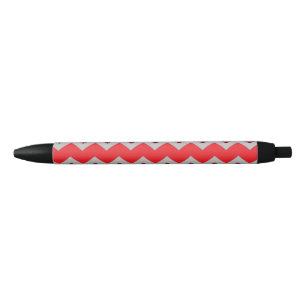Chevron pattern in shades of red black ink pen
