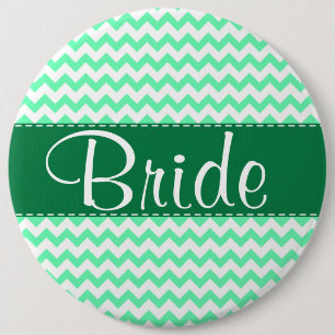 Chevron Pattern; Mint Green 6 Cm Round Badge