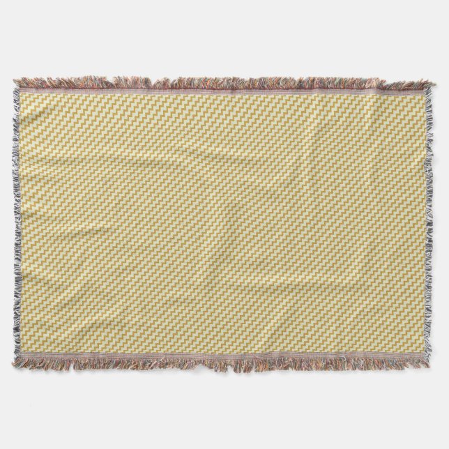 Chevron pattern natural yellow ochre pale green throw blanket (Front)