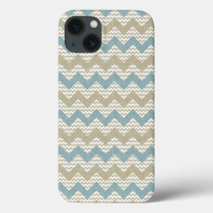 Chevron pattern on linen texture iPhone 13 case