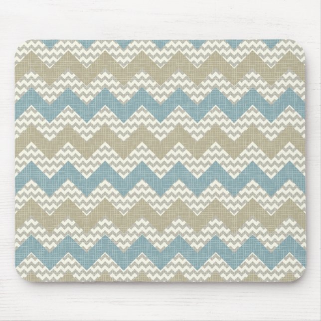 Chevron pattern on linen texture mouse mat (Front)