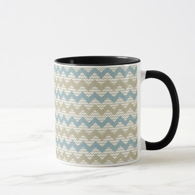Chevron pattern on linen texture mug (Right)