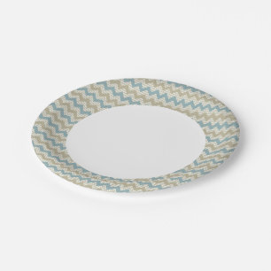 Chevron pattern on linen texture paper plate