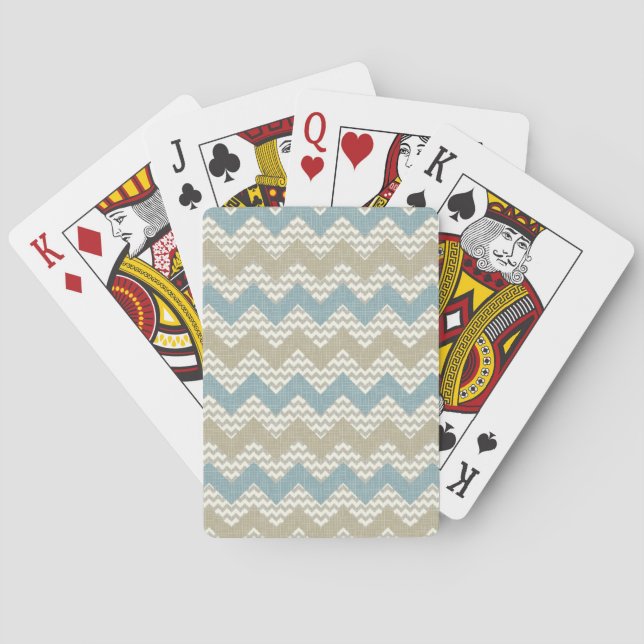 Chevron pattern on linen texture playing cards (Back)