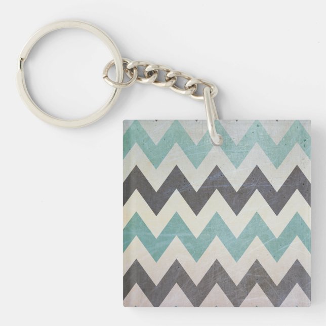 Chevron Pattern On Metal Texture by Shirley Taylor Key Ring (Front)