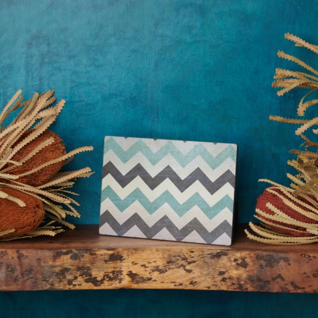 Chevron Pattern On Metal Texture by Shirley Taylor Plaque (Side)