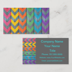 Chevron Pattern On Wood Texture by Shirley Taylor Business Card