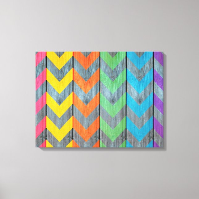 Chevron Pattern On Wood Texture by Shirley Taylor Canvas Print (Front)