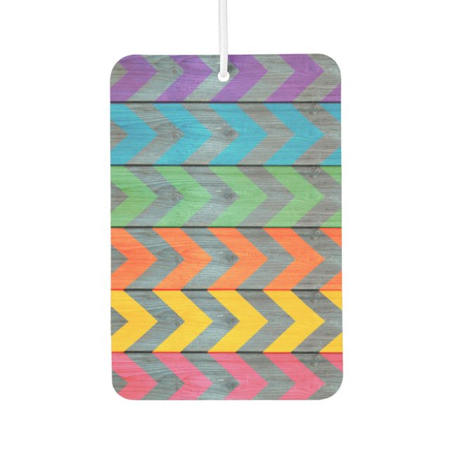 Chevron Pattern On Wood Texture by Shirley Taylor Car Air Freshener (Front)