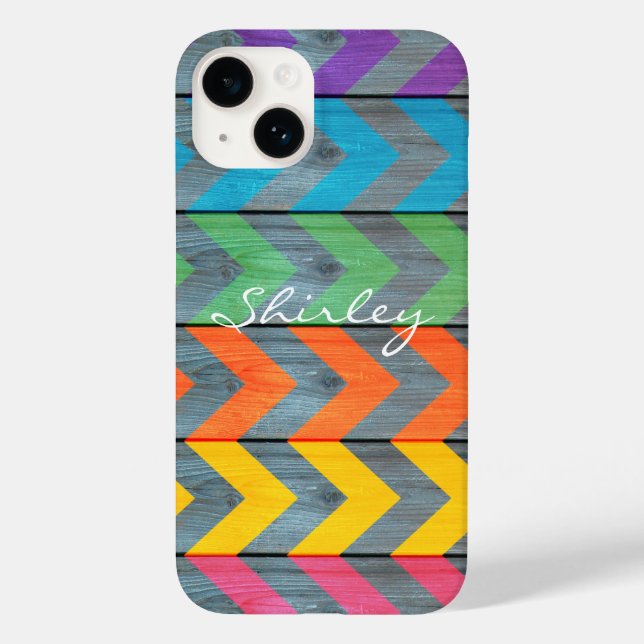 Chevron Pattern On Wood Texture by Shirley Taylor Case-Mate iPhone Case (Back)
