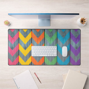 Chevron Pattern On Wood Texture by Shirley Taylor Desk Mat
