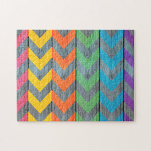 Chevron Pattern On Wood Texture by Shirley Taylor Jigsaw Puzzle