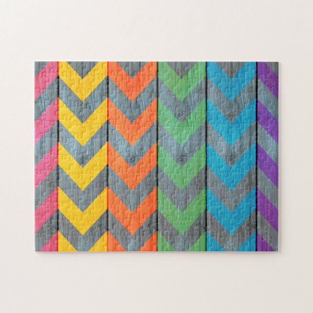 Chevron Pattern On Wood Texture by Shirley Taylor Jigsaw Puzzle (Horizontal)