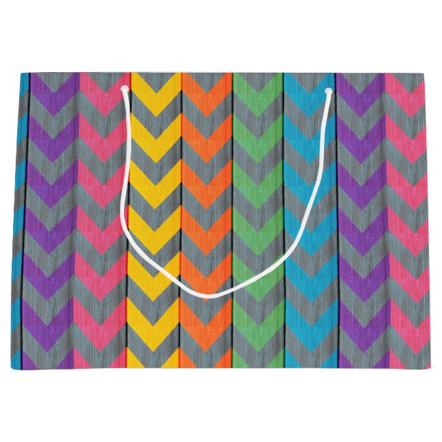 Chevron Pattern On Wood Texture by Shirley Taylor Large Gift Bag (Front)