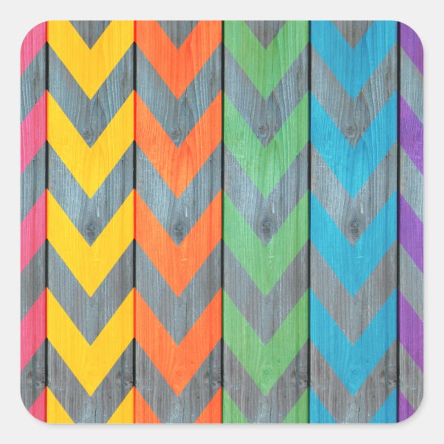 Chevron Pattern On Wood Texture by Shirley Taylor Square Sticker (Front)