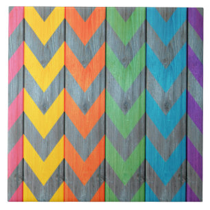 Chevron Pattern On Wood Texture by Shirley Taylor Tile