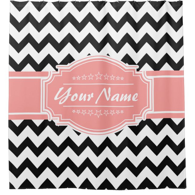 Chevron Pattern Personalised Shower Curtain #11 (Front)