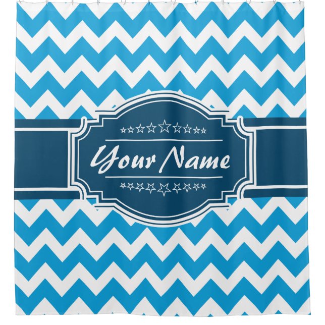 Chevron Pattern Personalised Shower Curtain #12 (Front)