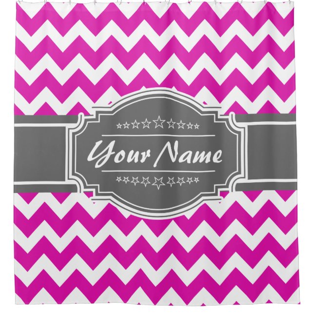 Chevron Pattern Personalised Shower Curtain #13 (Front)