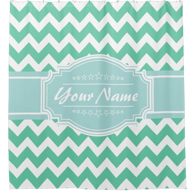Chevron Pattern Personalised Shower Curtain #6 (Front)