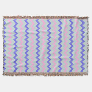 Chevron pattern pink blue throw blanket