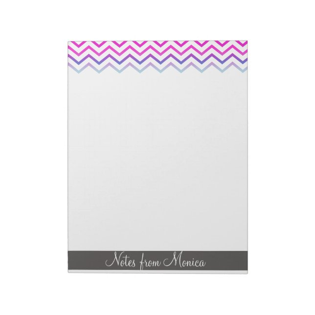 Chevron Pattern Pink Personalised Memo Monogram Notepad (Rotated)