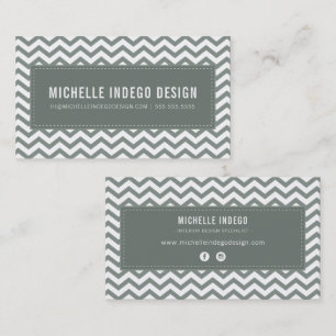 CHEVRON PATTERN preppy modern cool grey grey Business Card