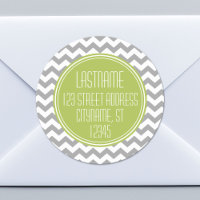 Chevron Pattern Return Address - Lime Grey