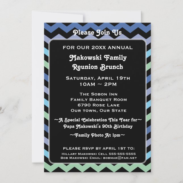 Chevron Pattern Reunion, Event or Party Invitation (Front)