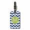 Chevron Pattern Single Monogram - Navy Lime