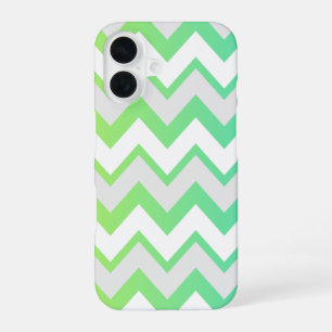 Chevron pattern stripes green teal aqua ombre iPhone 16 case