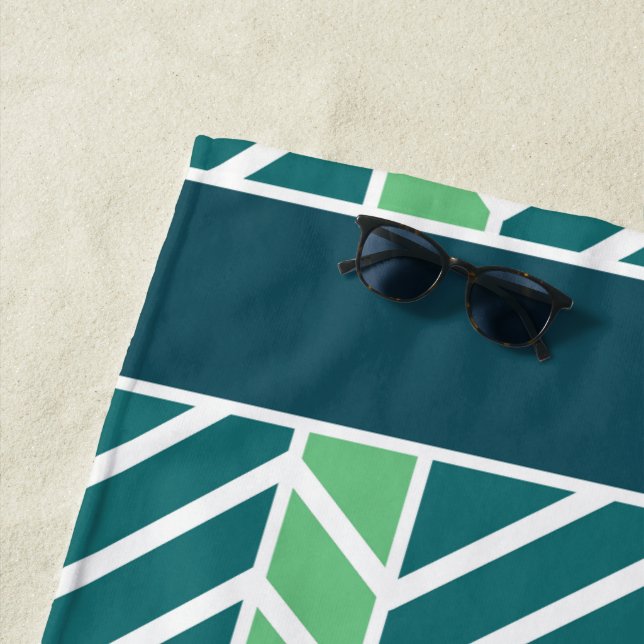 Chevron Pattern Teal Beach Towel (In Situ)