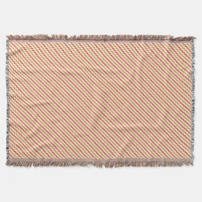 Chevron pattern warm red yellow ochre on pale pink throw blanket (Front)