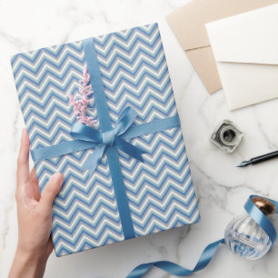 Chevron Pattern with Blue, Green & Grey Wrapping Paper