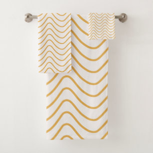 Chevron Pattern Yellow And Cream Zigzag Bath Towel Set