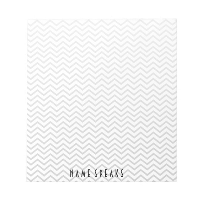 Chevron Pattern Zigzag Personalised Grey Notepad (Front)