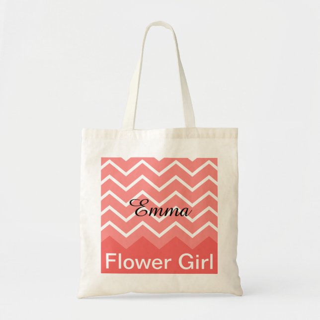 Chevron Personalised Wedding Party Tote (peach) (Front)
