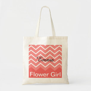 Chevron Personalised Wedding Party Tote (peach) Bag