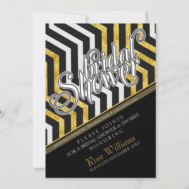 Chevron Perspective Glam Bridal Shower Invitation (Front)