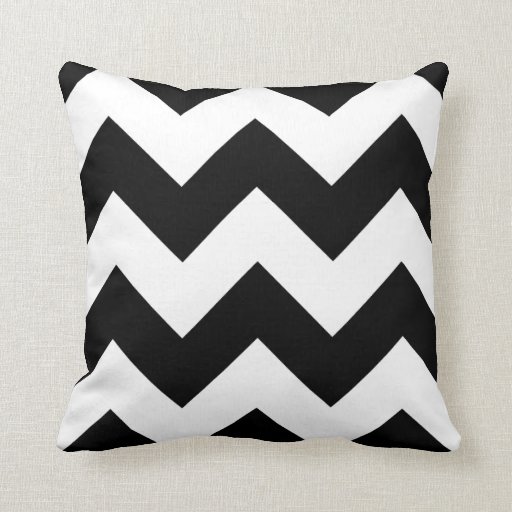 Image of Chevron Pillow with Black and White Zigzag